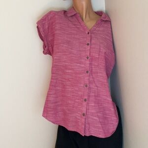 Sonoma Pink Button-down Short-sleeve Blouse